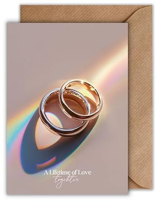 WBdesignz Elegante Hochzeitskarte mit Eheringen – A Lifetime of Love – edle Karte zur Hochzeit, Ehe, Jubiläum, Verlobung oder als Liebeskarte – DIN A6 mit Kraftpapierumschlag