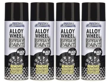 PEBBLE HUG Alloy Wheel Matt Black Spray, Fast-Drying Formula, Long-Lasting protective, Durable, UV Protection, Easy to Use, Scratch-Resistant Coating, 400ml, (4 Pcs)