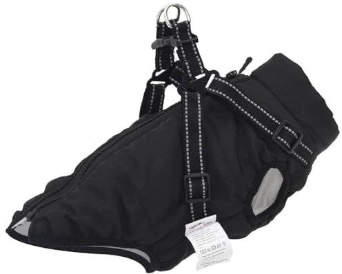 vidaXL Hundemantel mit Geschirr Wasserdicht Reflektierend Schwarz L40