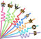 Ynaice 8 Pieces Reusable Drinking Straws Cocktail Plastic Straws Black and Gold Graduation Party Straw Colourful Curly Straw Graduation Party Supplies for Colleage & High School Celebrations