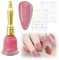 Pink Jelly Nail Polish – Natural Pink Jelly Nail Polish with Nail Sticker for DIY Nail Art – Quick Drying, No Need UV Lamp – Breathable, Long-Lasting, Chip-Resistant, Non-Toxic for Home Nail Salon
