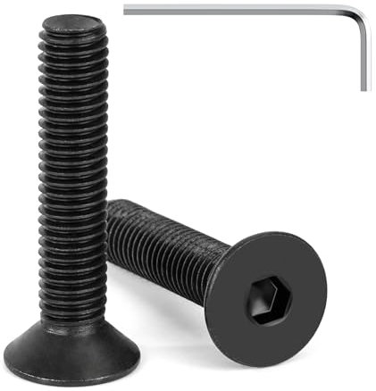 Tunejoy Viti a Testa Svasata M8 x 40 mm Nero Vite a Brugola Bulloni in Acciaio Inox A2 V2A Viti a Testa Piatta Norma DIN 7991 con Chiavi a Esagono Filettatura Completa 20 pezzi