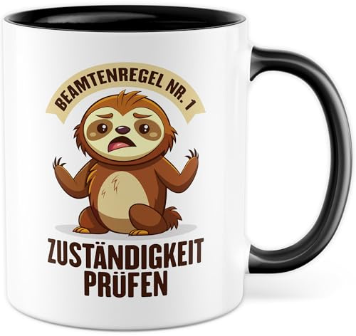 Tasse Beamter Geschenk Zuständigkeit prüfen, Kaffeetasse 330ml aus Keramik - Beamte Büro Humor Amt Verantwortung Kaffee-Becher