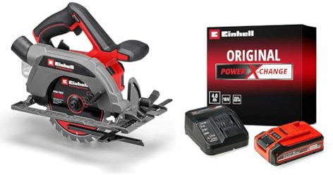 Einhell Professional Akku-Handkreissäge TP-CS 18/165 Li BL Power X-Change (18 V, Brushless, Ø 165 mm Sägeblatt, werkzeuglose Schnittwinkeleinstellung, inkl. 4,0 Ah PLUS Akku)