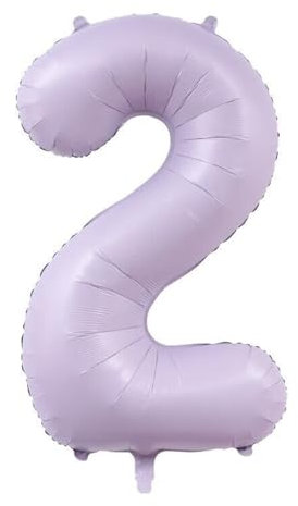 Alaoo Luftballon 2 Geburtstag Zahl, 40 Zoll Lila Creme Folienballon, Riesenzahl Ballon für Mädchen Junge Geburtstag Party Dekoration Jahrestag Dekorationen