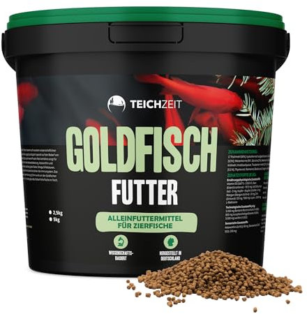 Teichzeit Goldfischfutter I Teich Fischfutter für Goldfische und Teichfische I Fördert Wachstum & Farbintensität | Schwimmfähig & leicht verdaulich | Made in Germany | 5kg