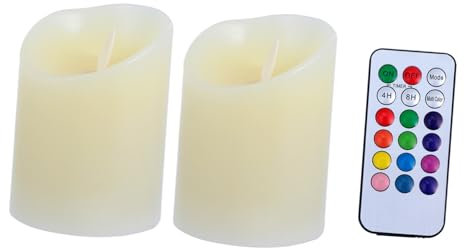 NUOBESTY 2 Stück Bunte elektronische Kerzen Partydekoration hochzeitsdekoration LED-Kerzenlicht-Set Hochzeitskerzenlichter Weihnachtskerzen bunte Kerzenlampe Partylampe Plastik