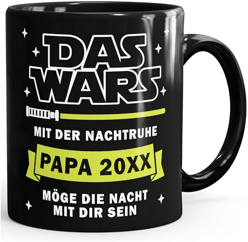 MoonWorks® Kaffee-Tasse für werdende Väter mit Spruch Das Wars mit der Nachtruhe lustige Geschenke zum ersten Vatertag 2026 anpassbare Jahreszahl Schwarz standard