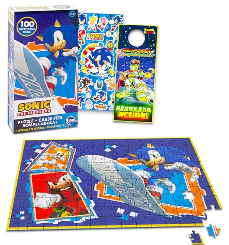 Sonic the Hedgehog Jigsaw Puzzle for Kids, Ages 4-8 Bundle