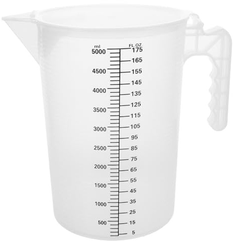 VANZACK 5-Liter Messbecher aus Lebensmittelechtem PP mit Deckel Transparenter Messbehälter mit Präziser Skala für Milchthee Shops Küchen und Gastronomie