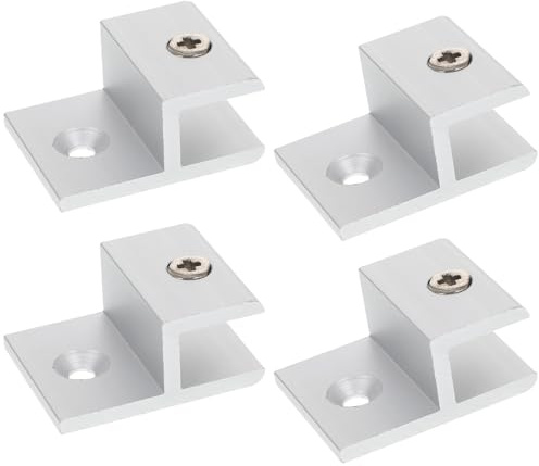 Anneome 5pcs Rectangular Glass Shelf Brackets Wall Mount Clamps for Floating Shelves in Kitchen Bathroom Display Cabinets with Strong Bearing Capacity