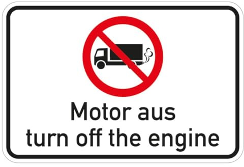 KSIGN Hinweisschild Motor aus, deutsch/englisch, Aluminium, 600x400mm
