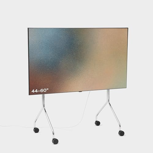 Pedestal Moon Rollin’ TV Ständer mit Rollen für Fernseher 44–60 Zoll | Fernsehständer & TV Wagen | TV Standfuss Rollbar | TV Bodenständer für Wohnzimmer | TV Erhöhung (Chrome)