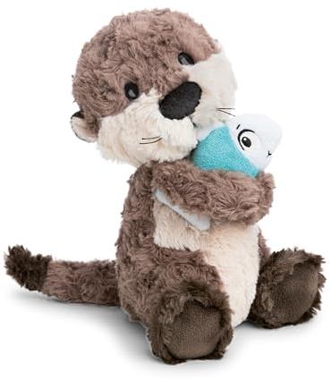 NICI Kuscheltier Otter Oda mit Fisch 25cm - grau - Stofftier aus weichem Plüsch, niedliches Plüschtier zum Kuscheln und Spielen, für Kinder & Erwachsene, tolle Geschenkidee - 62648