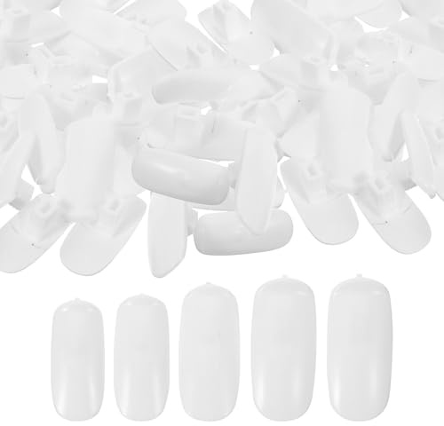 Sewroro 100 Pcs White Practice Nail Tips for Manicure Nail Art Display and Sample Sticks for Professional