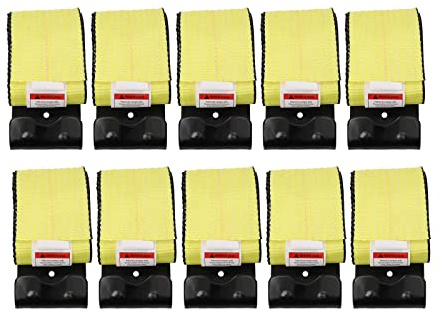 10-teilige Spanngurte mit Bruchkraft 7983.23kg Belastbarkeit 3991.61kg & Hebelastkapazität 453.6kg,Ratschengurte Zurrgurte aus Polyester mit Flachhaken für LKW-Anhänger Bootstransport (10cmx1.5m,Gelb)