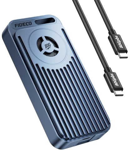 FIDECO Carcasa SSD M.2 NVMe, 80Gbps Caja Disco Duro M.2 NVMe a USB con Ventilador de Refrigeración, Compatible con Thunderbolt 5/USB4 V2.0/Thunderbolt 4/USB4 V1.0, USB 3.2/3.1/3.0