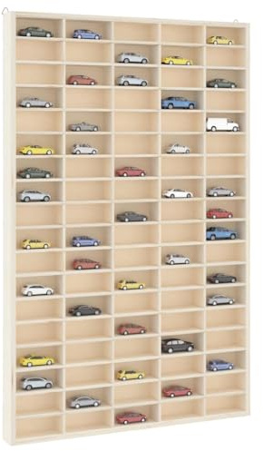 Générique Sammlervitrine aus Holz mit 90 Fächern, Wandschrank aus Sperrholz, elegantes Design, für Wohnzimmer, Esszimmer oder Schlafzimmer, Aufbewahrungsregal, 50,5 x 4,5 x 79 cm