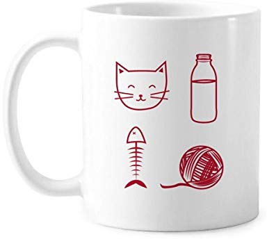 DIYthinker Cat Fish Bone Knitting Wool Ball Bottle Protect Animal Classic Mug White Pottery Ceramic Cup Gift Milk Coffee With Handles 350 Ml