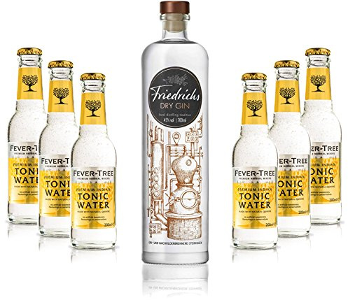 Gin Tonic Set - Friedrichs Dry Gin 0,7l 700ml (45% Vol) + 6x Fever Tree Tonic Water 200ml inkl. Pfand MEHRWEG -[Enthält Sulfite]
