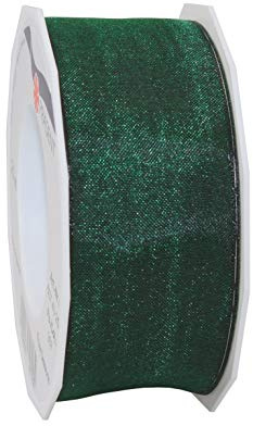Präsent - Four Seasons Organza wired edge Ribbon Fir Sprigs 40 mm width, 25 m length