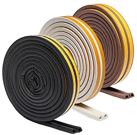 E Support Joint d'étanchéité en caoutchouc autocollant pour fenêtre et porte - 5 m - Isolation acoustique Weatherstrip - Type D - Gris