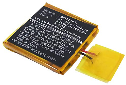 subtel, Akku für mp3 Player kompatibel mit Apple iPod Shuffle 2 Gen. - A1204, 3 - A1271 (3.7V, 100mAh)
