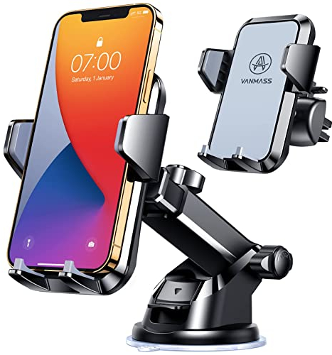 VANMASS 【BEST & Strongest Car Phone Holder Upgraded Military-Grade Suction Patent & Safety Certs Mobile Mount Dashboard Windscreen Vent Van Stand Cradle for iPhone 16 15 Pro Max 14 13 12 Samsung