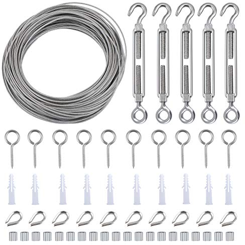 WiMas Stahlseil Gartendraht PVC Edelstahl Drahtseil, Outdoor Lights Hanging Kit Drahtzaunrolle Rankhilfe Drahtseil (Style 1)