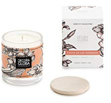 DECORAGLOBA - Vela Aromática en Vaso de Cristal - Fragancia Siesta en los Naranjos - Aroma a naranja, jazmín y rosas - Colección Identity Mediterráneo - 50 Horas de Quemado (220gr)