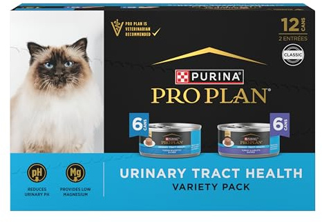 Purina Pro Plan Urinary Tract Health Pate Cat Food Variety Pack, Turkey and Giblets, and Ocean Whitefish Entrees - (Pack of 12) 5.5 oz. Cans