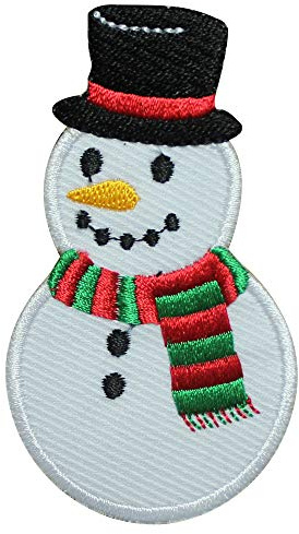 R-CO Snowman BLK HAT Christmas Patch 8x4.6 CM Iron On Sew On Embroidery Badge Cartoon Patch