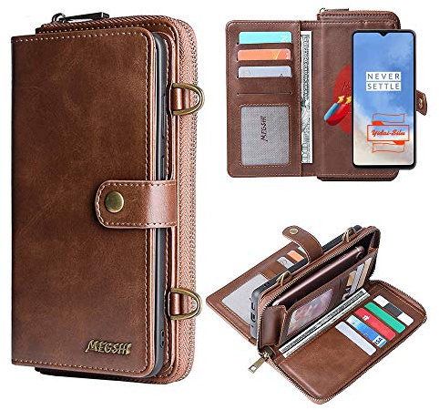 Yidai-Silu Magnet Lederhülle für Huawei P30 Pro Wallet Case, 3in1 Abnehmbar Schutzhülle Mutil-Funktion Klapphülle mit Kartenfach PU Leder Stoßfestes Case Standfunktion Geldbörse Braun