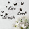 AILANDA Wandtattoos 3D Wandsticker Schmetterling Schmetterling Wandtattoo Schwarz Love Laugh Live Wandtattoo Wasserdichter Sprüche für Wohnzimmer Schlafzimmer Kinderzimmer Mädchen