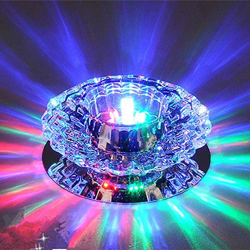 AIRUI Kristall LED Deckenleuchten, Rund Lüster Deckenbeleuchtung Modern Einbau Flurlampe Für Wohnzimmer Schlafzimmer Inneneinrichtung,Colored Light-5W