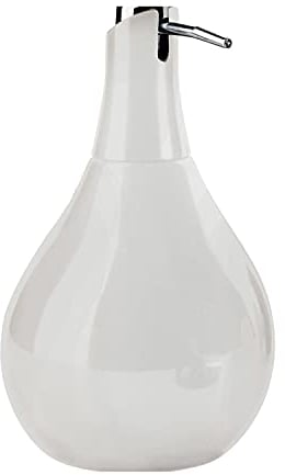 Gedy Adelaide Dosasapone, Misure e Peso: 17X10,2X10,2 CM & 0,2 kg, capacità del portasapone 420 ml, Dispenser Sapone Bagno in Ceramica, Finitura Bianca, Design R&S, 2 Anni di Garanzia, Unica