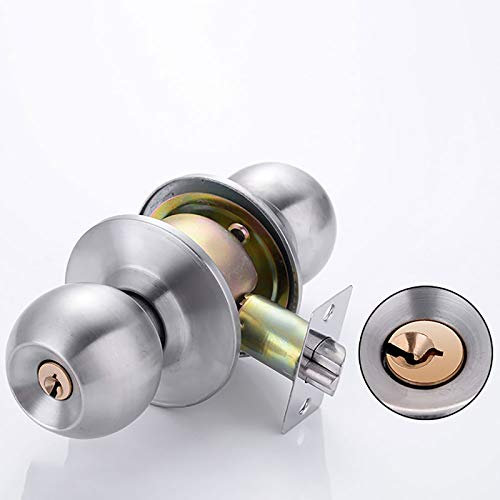 Ensemble de poignées de porte rondes en acier inoxydable - Poignée de porte d'entrée - Poignée de porte d'entrée - Poignée de porte d'entrée - Loquet réglable de 60 ou 70 mm - Avec 3 clés