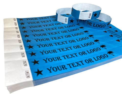 5000 Neonblau Individuell Bedruckte Tyvek-Armbänder mit Ihrem Personalisierten Text/Logo für veranstaltungen, Partys, Festivals, ID