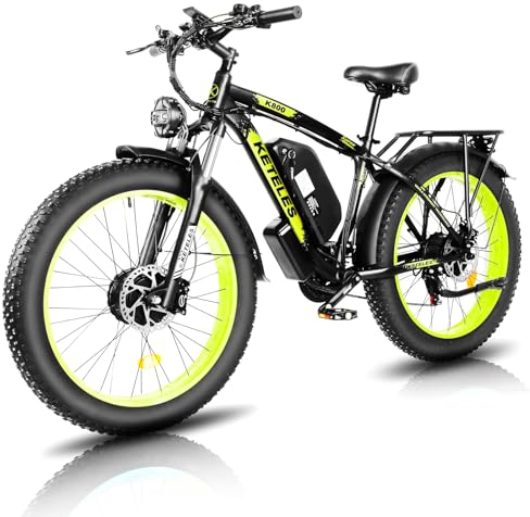 KETELES Elektrofahrrad E-Bike 26“, 4,0“ Fat Reifen E-Mountainbike, 48V 23Ah Lithium Akku, Doppelmotoren, Hydraulische Scheibenbremsen, 21-Gang, All Terrain Ebike fur Erwachsene Herren Damen (Grün)