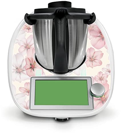 Deko Schutz Aufkleber kompatibel mit Küchenmaschine Thermomix TM6 Design Sticker Klebefolie Zubehör Küchengerät wasserfest selbstklebend RX042 (18 Kirschblüten)