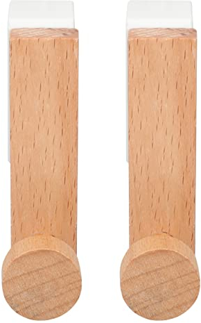 Cabilock 2pcs Door Hook Behind Door Hanger Heavy Duty Robe Hook Door Hanger Hook Bamboo Coat Rack Natural Wooden Coat Hooks Wood Clothes Organizer Over Door Hanger Towel Iron Hat Hook White