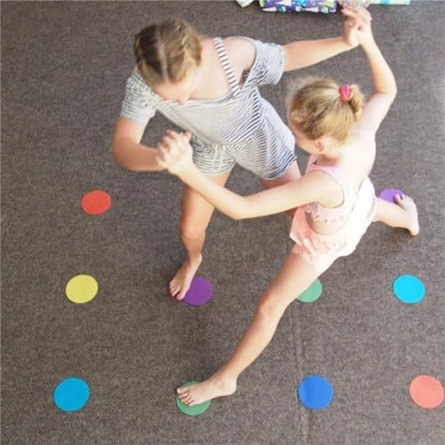 Jerliflyer Teppich Punkte 4 Zoll für Klassenzimmer, Vorschule und Kindergarten, Runde Sport-Punkte, Bunte Kreise, Ideal für Klassenzimmer Sitz-Marker, Kinderspiel Training, 30 Stück(Round)