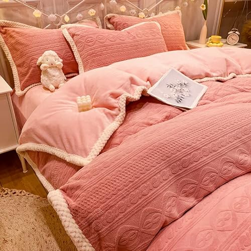 MAHPKYZ Bettbezug 135 X 200-BettwäSche Set-Luxus Flanell Samt 3D BettwäSche Set Warm Fleece Bettbezug Bettlaken KissenbezüGe Twin Queen King Size 4st-Geschenk Mama