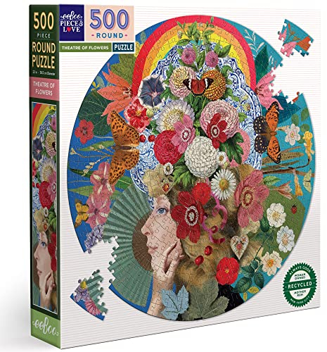 eeBoo - Round Puzzle 500 pcs - Theatre of Flowers - (EPZFTFL
