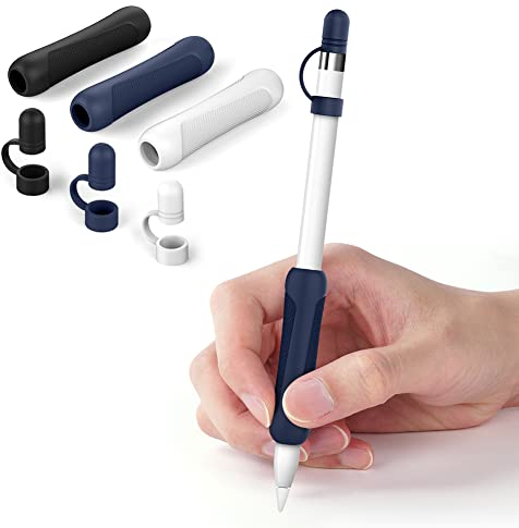 Flintronic Silicone Grip Compatibile con Apple Pencil 1a e 2a, Silicone iPencil Grip Custodia, Custodia in Silicone, Silicone Custodia Protettiva Cover, Tappo di Ricambio Cover per Apple Pencil