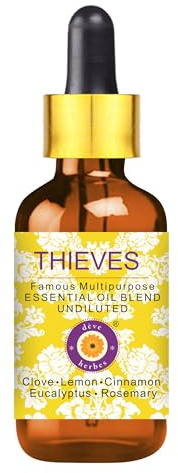 Deve Herbes Thieves Multipurpose Undiluted Essential Oil Blend with Glass Dropper 15ml (0.50 oz)