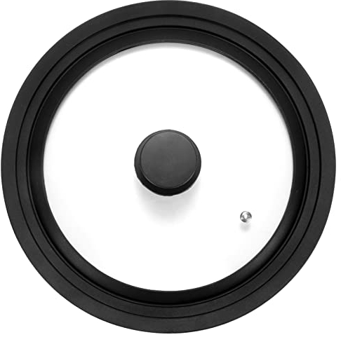 Universal Lid for Pots Pans and Skillets Fits 26cm, 28cm & 30cm Diameter Cookware - Frying Pan Cover Universal Glass Lid with Heat Resistant Silicone Rim & Tempered Glass