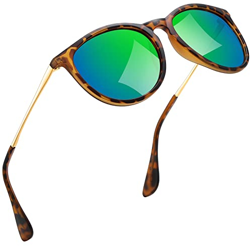 kunchu Sonnenbrille-Damen-Polarisierte-Sonnenbrille-Rund-UV400-im-Retro-Sonnenbrille-für-Damen & Herren Schutz Vintage