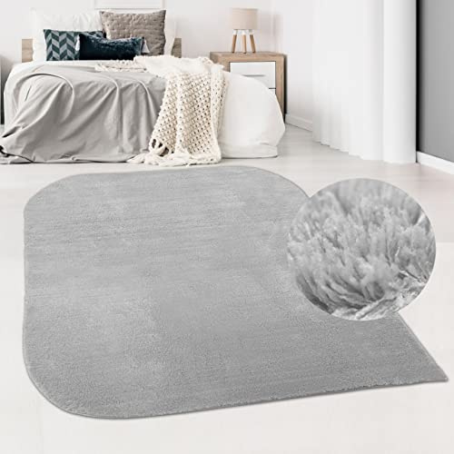 CARPETIA Teppich Abgerundete Ecken Waschbar rutschfest Grau 120x170 cm | Weich, waschbar, rutschfest und allergikerfreundlich, OEKO-TEX geprüft, für Fußbodenheizung, Wohn-, Schlaf- & Flurbereiche
