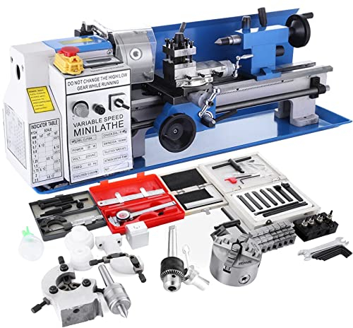 550 W Mini-Metalldrehmaschine 7 x 14 Zoll for Metall-Tischdrehmaschine Präzisions-Parallel-Drehmaschine Digitales Bohren mit variabler Geschwindigkeit